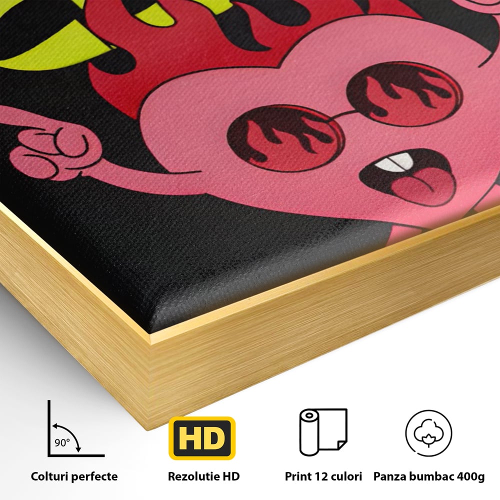 Tablou Canvas Premium LuxCanva® C1136, Happy Dancing Heart , Culori, Joy, Party, Happinness, Living Room, Bar, Relaxare, Culori Vibrante