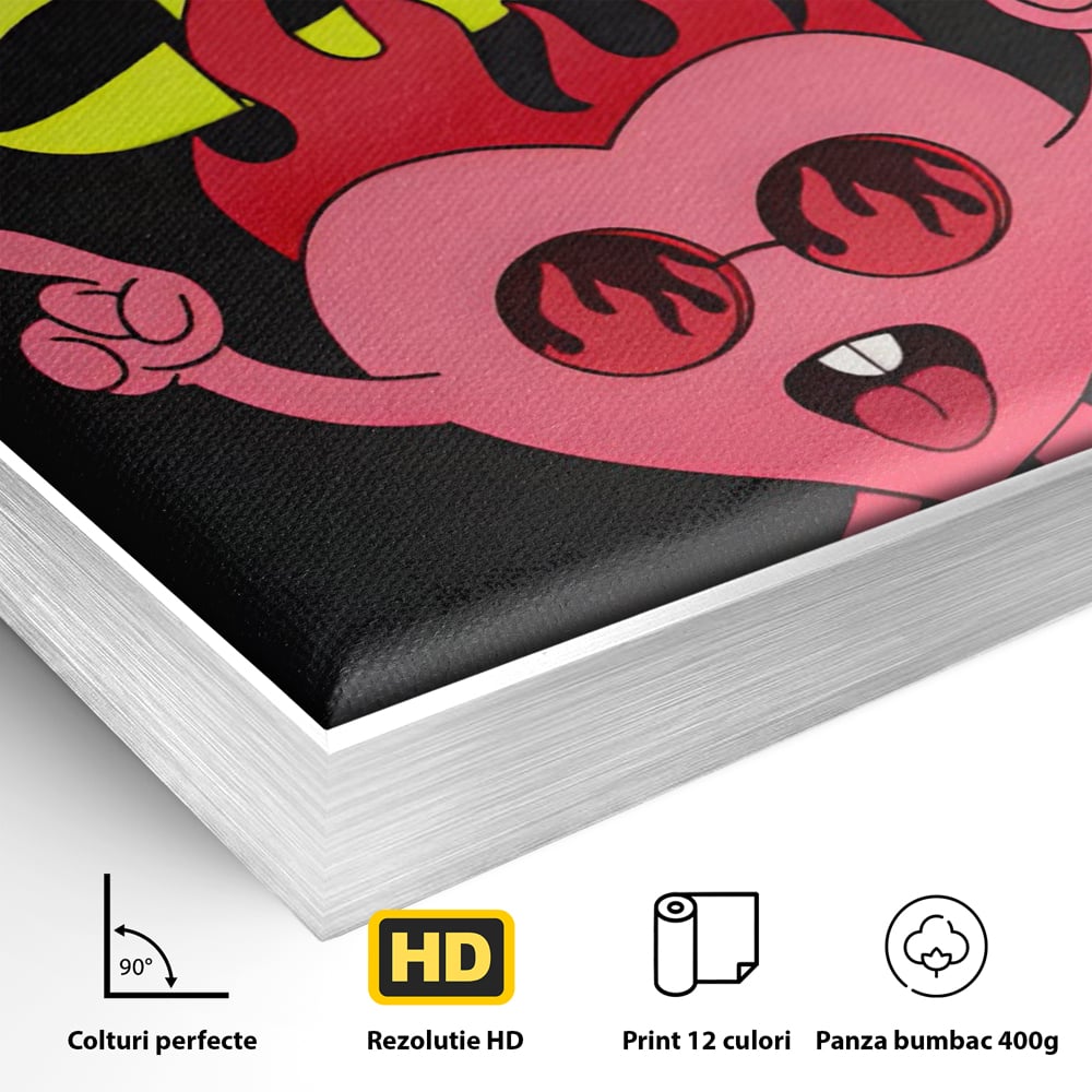 Tablou Canvas Premium LuxCanva® C1136, Happy Dancing Heart , Culori, Joy, Party, Happinness, Living Room, Bar, Relaxare, Culori Vibrante