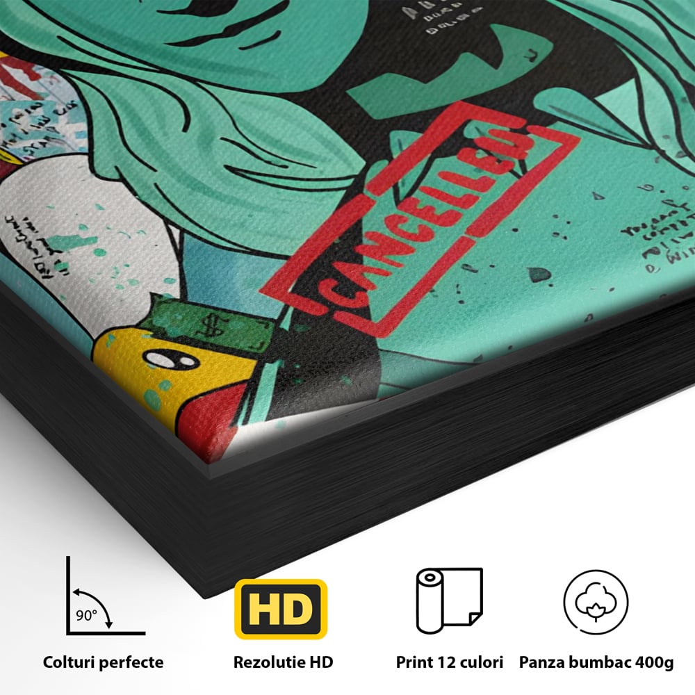 Leinwand Wandkunst Leinwand Premium LuxCanva® C1137, Freiheitsstatue, Farben, Cartoons, Freiheit, Geld, Wohnzimmer, Bar, entspannend, lebendige Farben