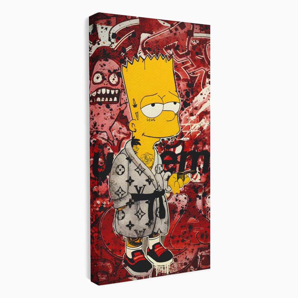 Tablou Canvas Premium LuxCanva® C1138, Smoking Bart , Culori, Cartoons, Simpson, Brands, Living Room, Game Room, Relaxare, Culori Vibrante