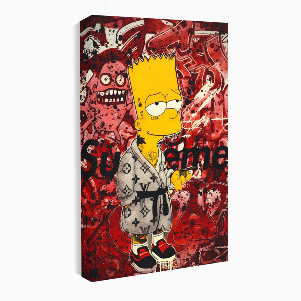 Tablou Canvas Premium LuxCanva® C1138, Smoking Bart , Culori, Cartoons, Simpson, Brands, Living Room, Game Room, Relaxare, Culori Vibrante
