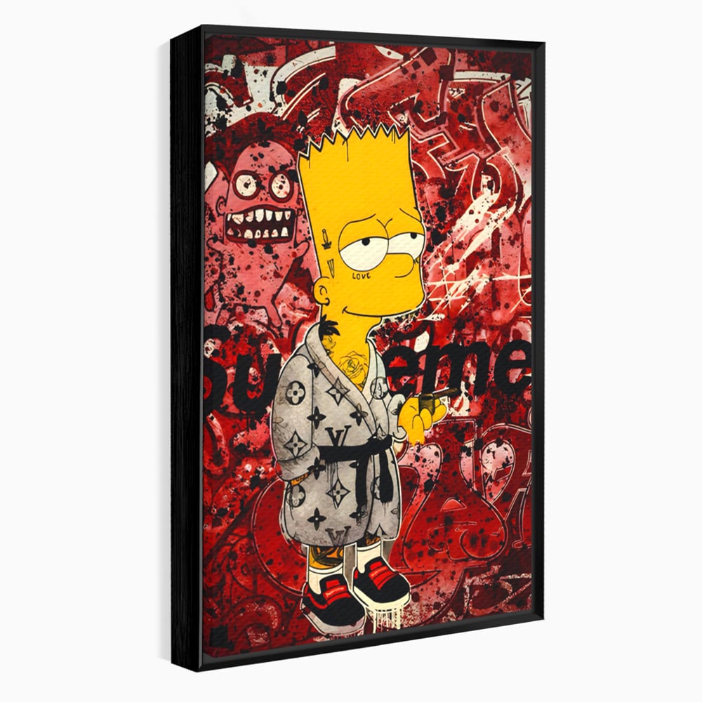 Tablou Canvas Premium LuxCanva® C1138, Smoking Bart , Culori, Cartoons, Simpson, Brands, Living Room, Game Room, Relaxare, Culori Vibrante