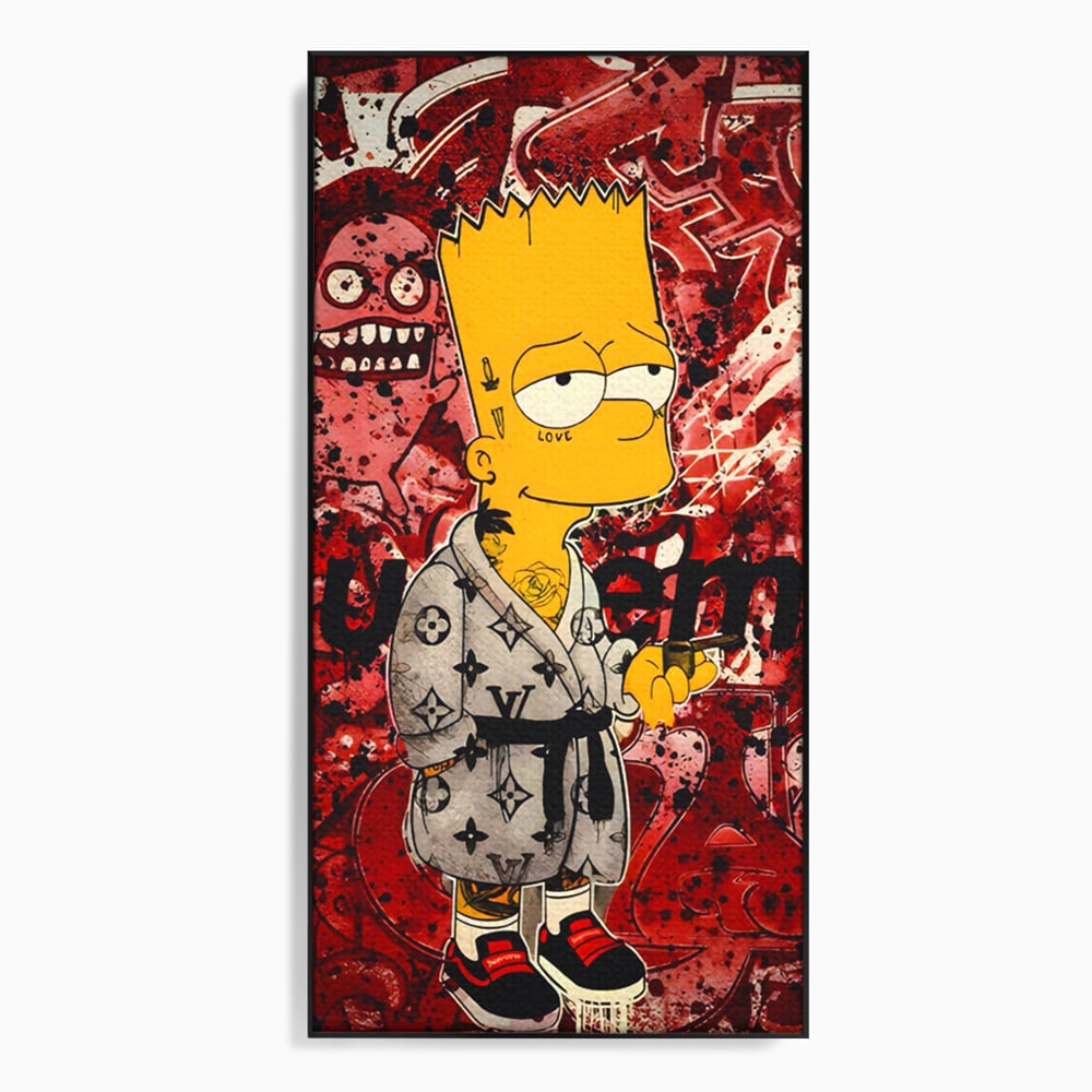 Tablou Canvas Premium LuxCanva® C1138, Smoking Bart , Culori, Cartoons, Simpson, Brands, Living Room, Game Room, Relaxare, Culori Vibrante