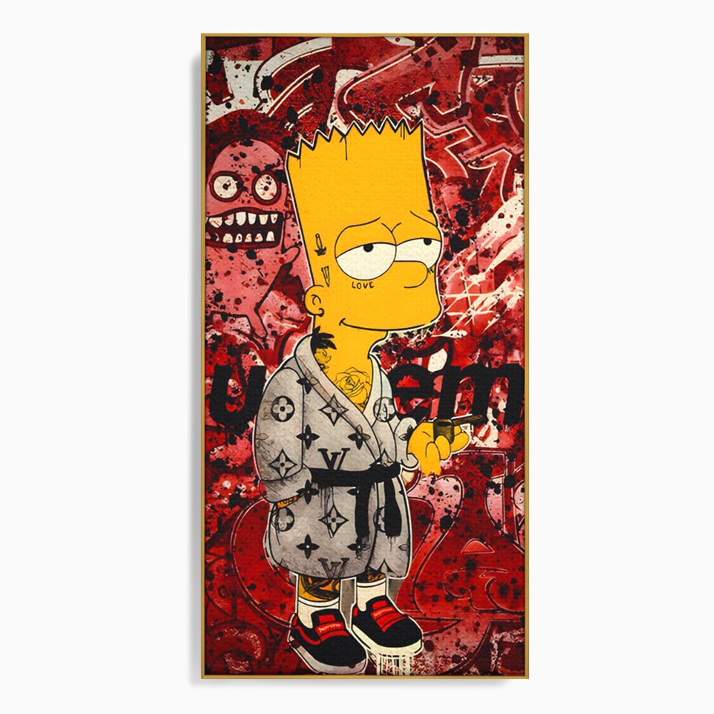 Tablou Canvas Premium LuxCanva® C1138, Smoking Bart , Culori, Cartoons, Simpson, Brands, Living Room, Game Room, Relaxare, Culori Vibrante