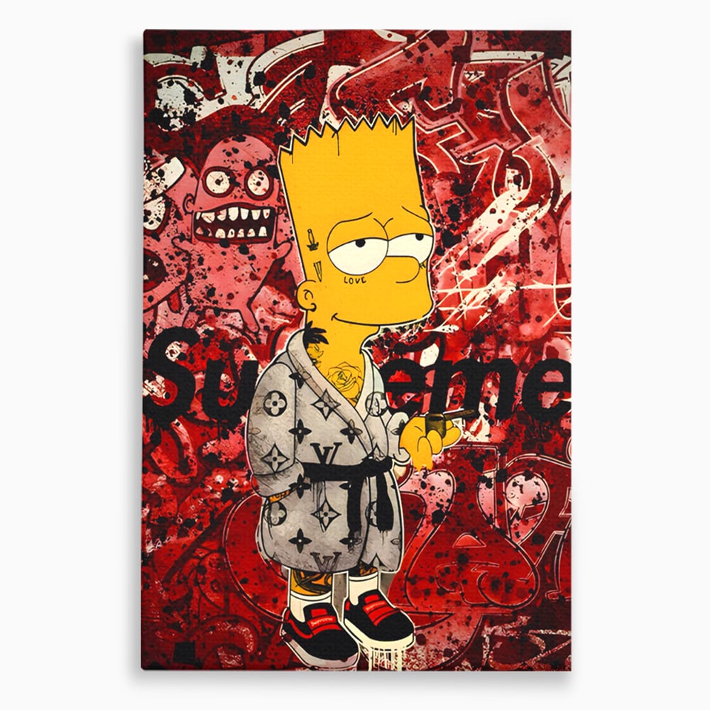 Tablou Canvas Premium LuxCanva® C1138, Smoking Bart , Culori, Cartoons, Simpson, Brands, Living Room, Game Room, Relaxare, Culori Vibrante