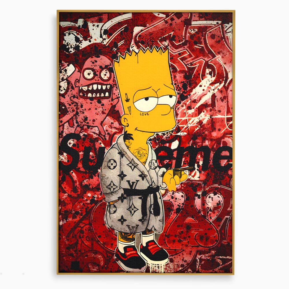 Tablou Canvas Premium LuxCanva® C1138, Smoking Bart , Culori, Cartoons, Simpson, Brands, Living Room, Game Room, Relaxare, Culori Vibrante