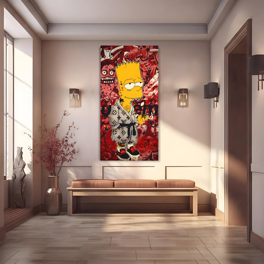 Tablou Canvas Premium LuxCanva® C1138, Smoking Bart , Culori, Cartoons, Simpson, Brands, Living Room, Game Room, Relaxare, Culori Vibrante