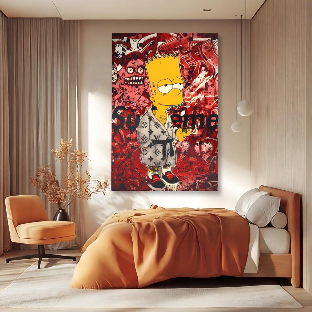 Tablou Canvas Premium LuxCanva® C1138, Smoking Bart , Culori, Cartoons, Simpson, Brands, Living Room, Game Room, Relaxare, Culori Vibrante