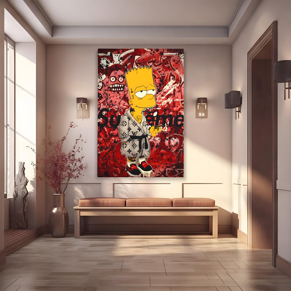 Tablou Canvas Premium LuxCanva® C1138, Smoking Bart , Culori, Cartoons, Simpson, Brands, Living Room, Game Room, Relaxare, Culori Vibrante