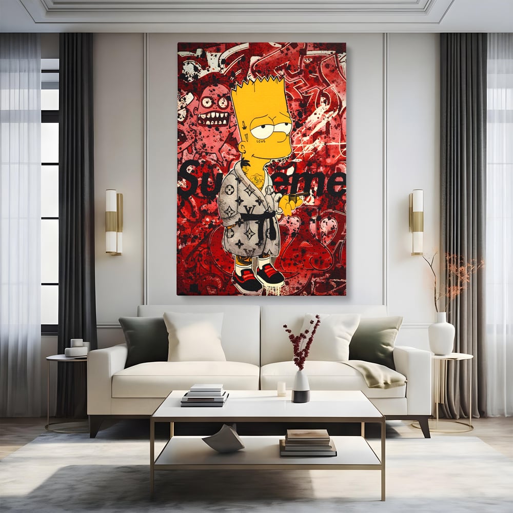 Tablou Canvas Premium LuxCanva® C1138, Smoking Bart , Culori, Cartoons, Simpson, Brands, Living Room, Game Room, Relaxare, Culori Vibrante