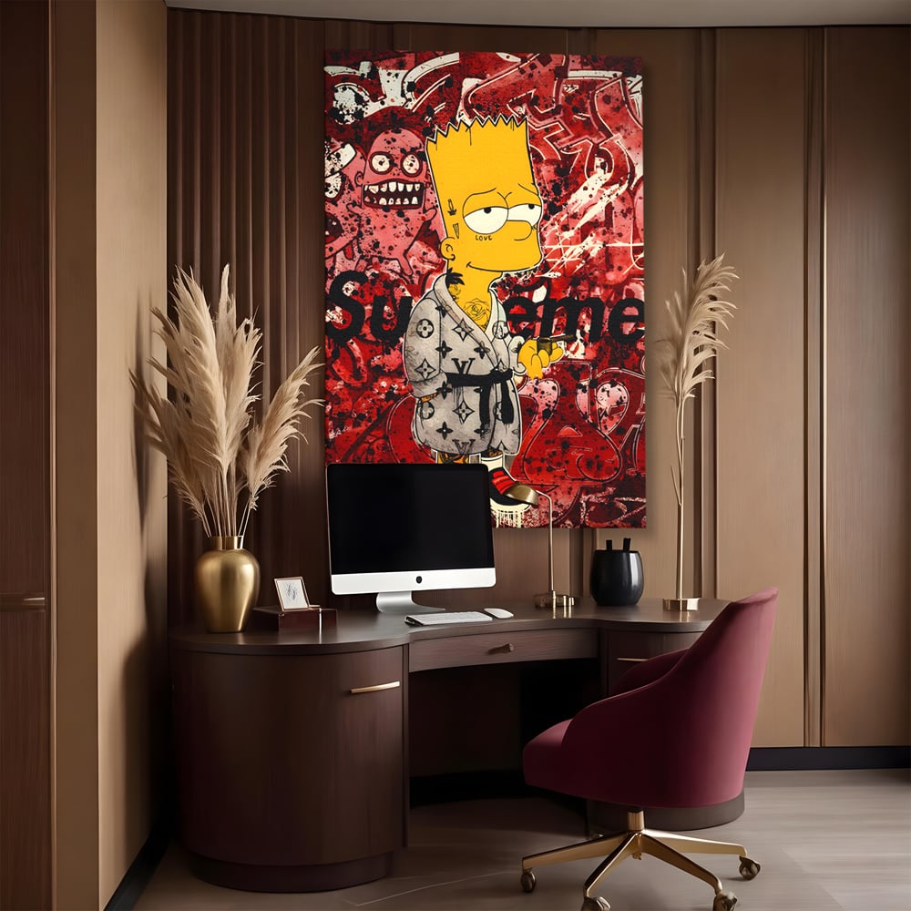 Tablou Canvas Premium LuxCanva® C1138, Smoking Bart , Culori, Cartoons, Simpson, Brands, Living Room, Game Room, Relaxare, Culori Vibrante