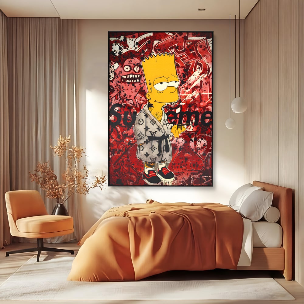Tablou Canvas Premium LuxCanva® C1138, Smoking Bart , Culori, Cartoons, Simpson, Brands, Living Room, Game Room, Relaxare, Culori Vibrante