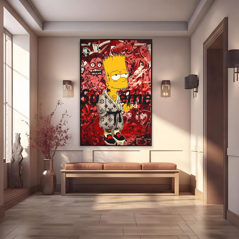 Tablou Canvas Premium LuxCanva® C1138, Smoking Bart , Culori, Cartoons, Simpson, Brands, Living Room, Game Room, Relaxare, Culori Vibrante