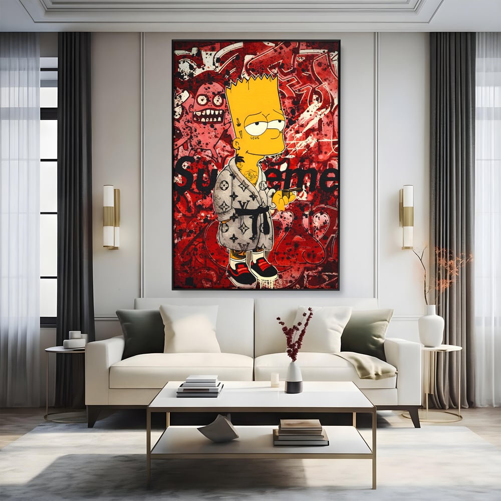 Tablou Canvas Premium LuxCanva® C1138, Smoking Bart , Culori, Cartoons, Simpson, Brands, Living Room, Game Room, Relaxare, Culori Vibrante
