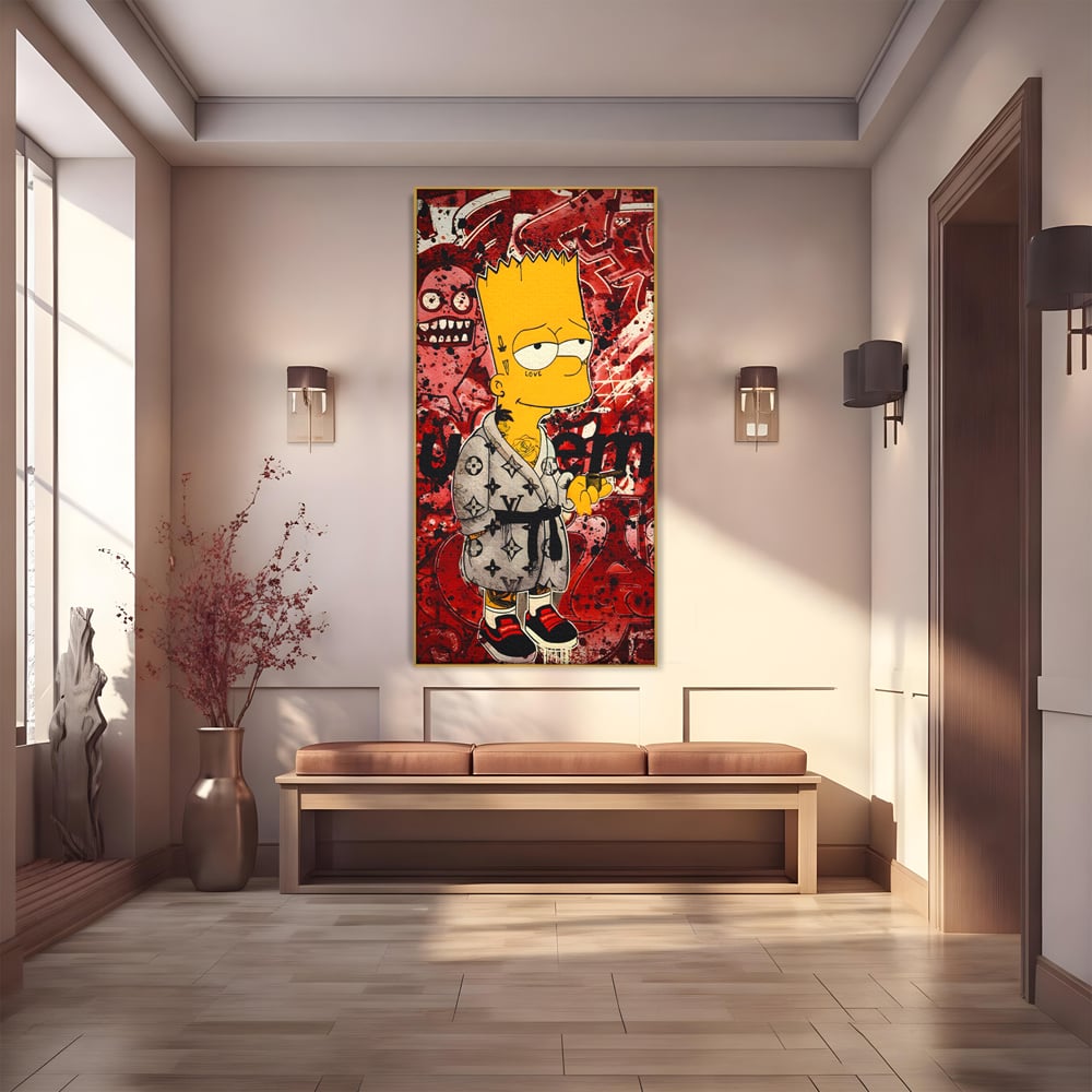 Tablou Canvas Premium LuxCanva® C1138, Smoking Bart , Culori, Cartoons, Simpson, Brands, Living Room, Game Room, Relaxare, Culori Vibrante
