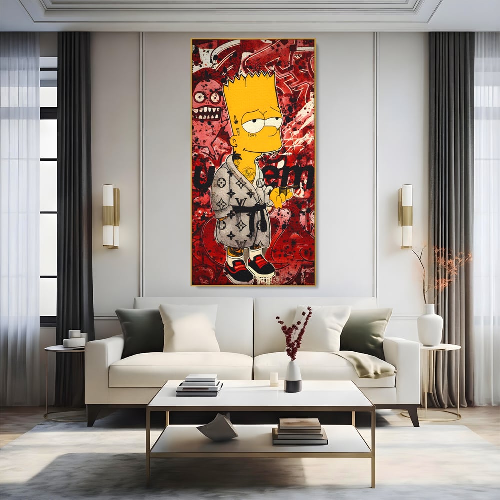 Tablou Canvas Premium LuxCanva® C1138, Smoking Bart , Culori, Cartoons, Simpson, Brands, Living Room, Game Room, Relaxare, Culori Vibrante