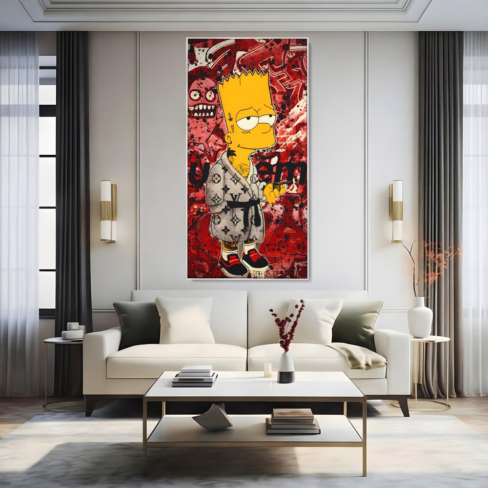 Tablou Canvas Premium LuxCanva® C1138, Smoking Bart , Culori, Cartoons, Simpson, Brands, Living Room, Game Room, Relaxare, Culori Vibrante