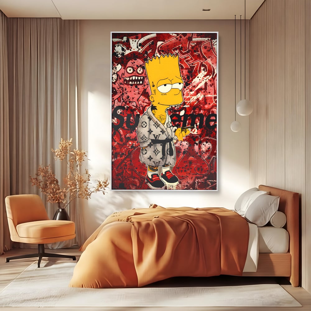 Tablou Canvas Premium LuxCanva® C1138, Smoking Bart , Culori, Cartoons, Simpson, Brands, Living Room, Game Room, Relaxare, Culori Vibrante