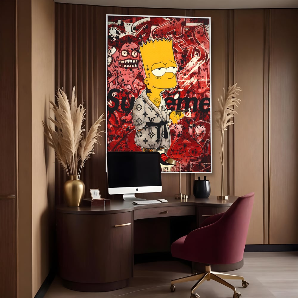 Tablou Canvas Premium LuxCanva® C1138, Smoking Bart , Culori, Cartoons, Simpson, Brands, Living Room, Game Room, Relaxare, Culori Vibrante