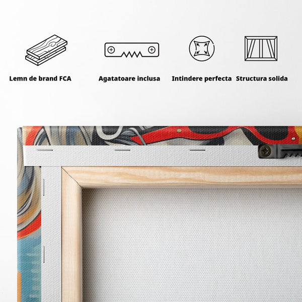 Leinwand Wand Kunst Leinwand Premium LuxCanva® C1139, Bild von schönen Mädchen, Farben, Stadt, Sonnenbrille, Wohnzimmer, Bar, entspannend, lebendige Farben