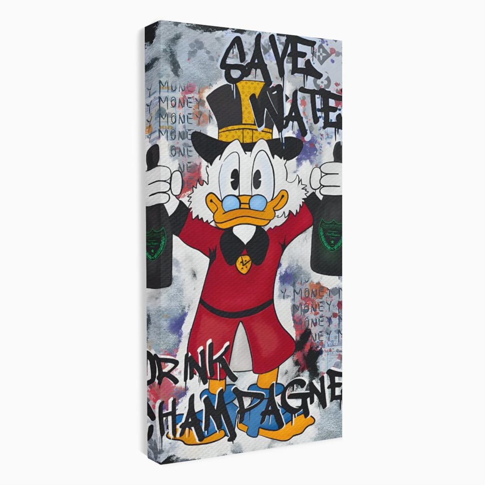 Tablou Canvas Premium, LuxCanva® C1140, Old Donald Ready To Party, Culori, Cartoon Character, Champagne, Good Life, Living Room, Bar, Relaxare, Culori Vibrante