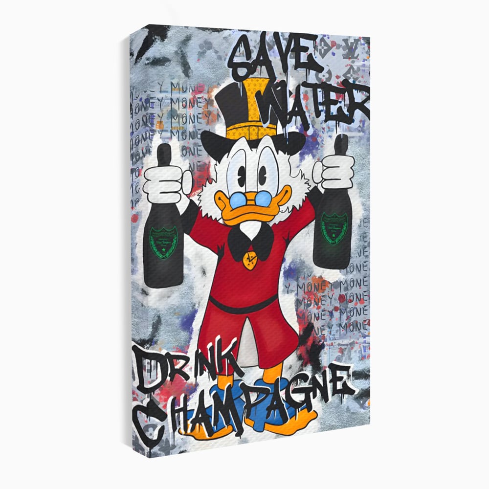 Tablou Canvas Premium, LuxCanva® C1140, Old Donald Ready To Party, Culori, Cartoon Character, Champagne, Good Life, Living Room, Bar, Relaxare, Culori Vibrante