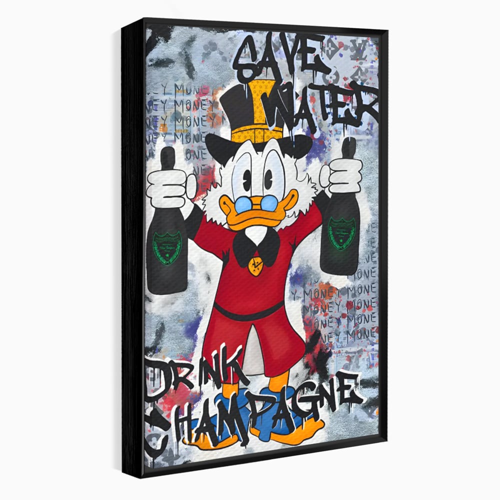 Tablou Canvas Premium, LuxCanva® C1140, Old Donald Ready To Party, Culori, Cartoon Character, Champagne, Good Life, Living Room, Bar, Relaxare, Culori Vibrante