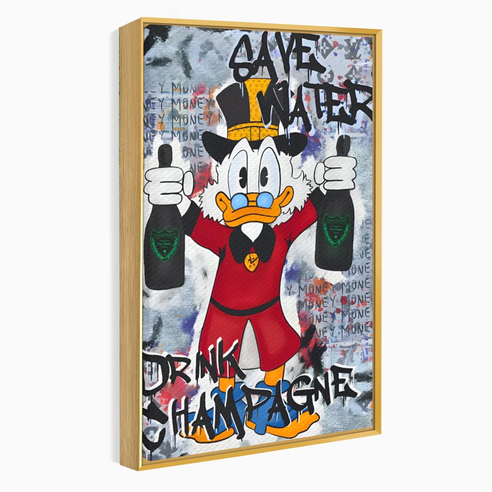 Tablou Canvas Premium, LuxCanva® C1140, Old Donald Ready To Party, Culori, Cartoon Character, Champagne, Good Life, Living Room, Bar, Relaxare, Culori Vibrante