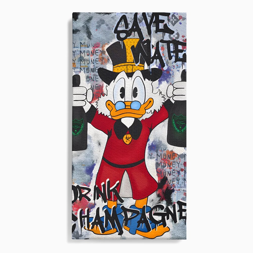 Tablou Canvas Premium, LuxCanva® C1140, Old Donald Ready To Party, Culori, Cartoon Character, Champagne, Good Life, Living Room, Bar, Relaxare, Culori Vibrante