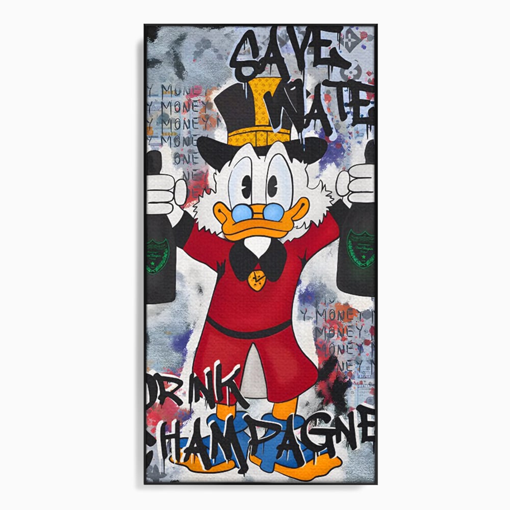 Tablou Canvas Premium, LuxCanva® C1140, Old Donald Ready To Party, Culori, Cartoon Character, Champagne, Good Life, Living Room, Bar, Relaxare, Culori Vibrante