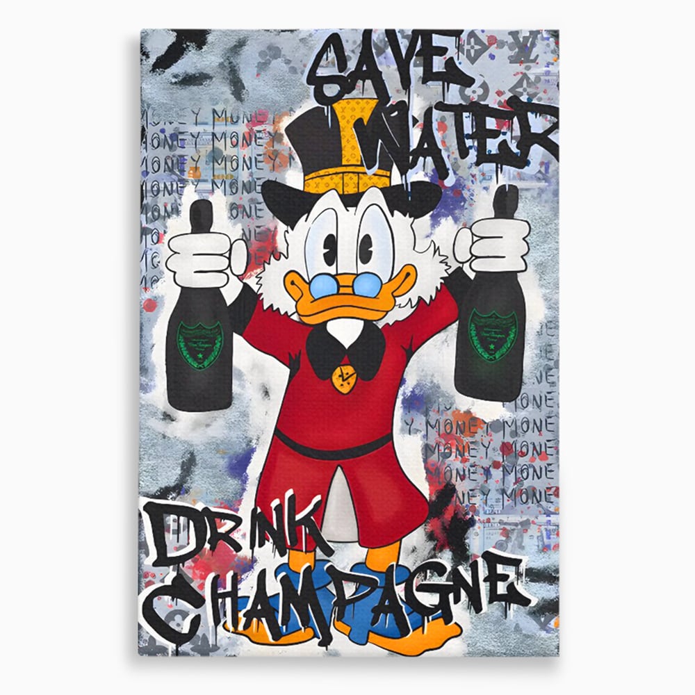 Tablou Canvas Premium, LuxCanva® C1140, Old Donald Ready To Party, Culori, Cartoon Character, Champagne, Good Life, Living Room, Bar, Relaxare, Culori Vibrante