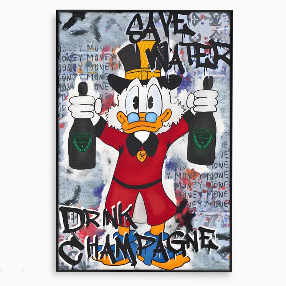 Tablou Canvas Premium, LuxCanva® C1140, Old Donald Ready To Party, Culori, Cartoon Character, Champagne, Good Life, Living Room, Bar, Relaxare, Culori Vibrante