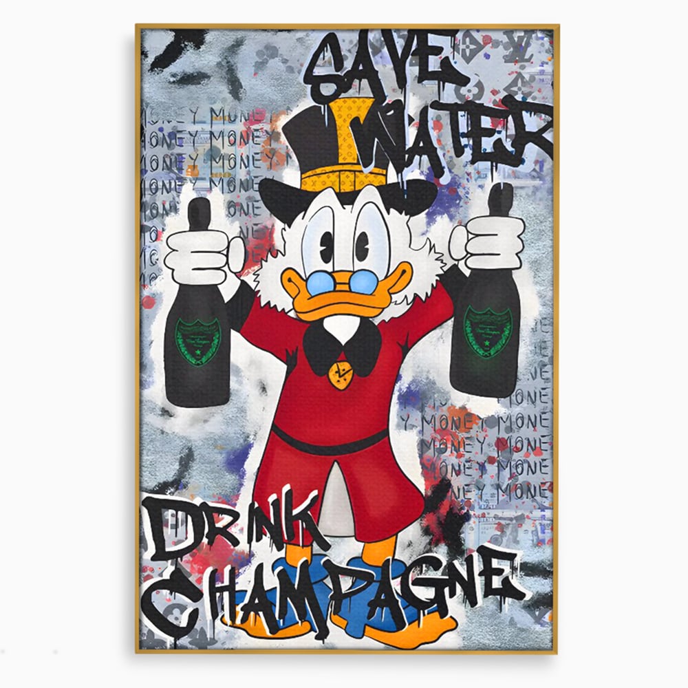 Tablou Canvas Premium, LuxCanva® C1140, Old Donald Ready To Party, Culori, Cartoon Character, Champagne, Good Life, Living Room, Bar, Relaxare, Culori Vibrante