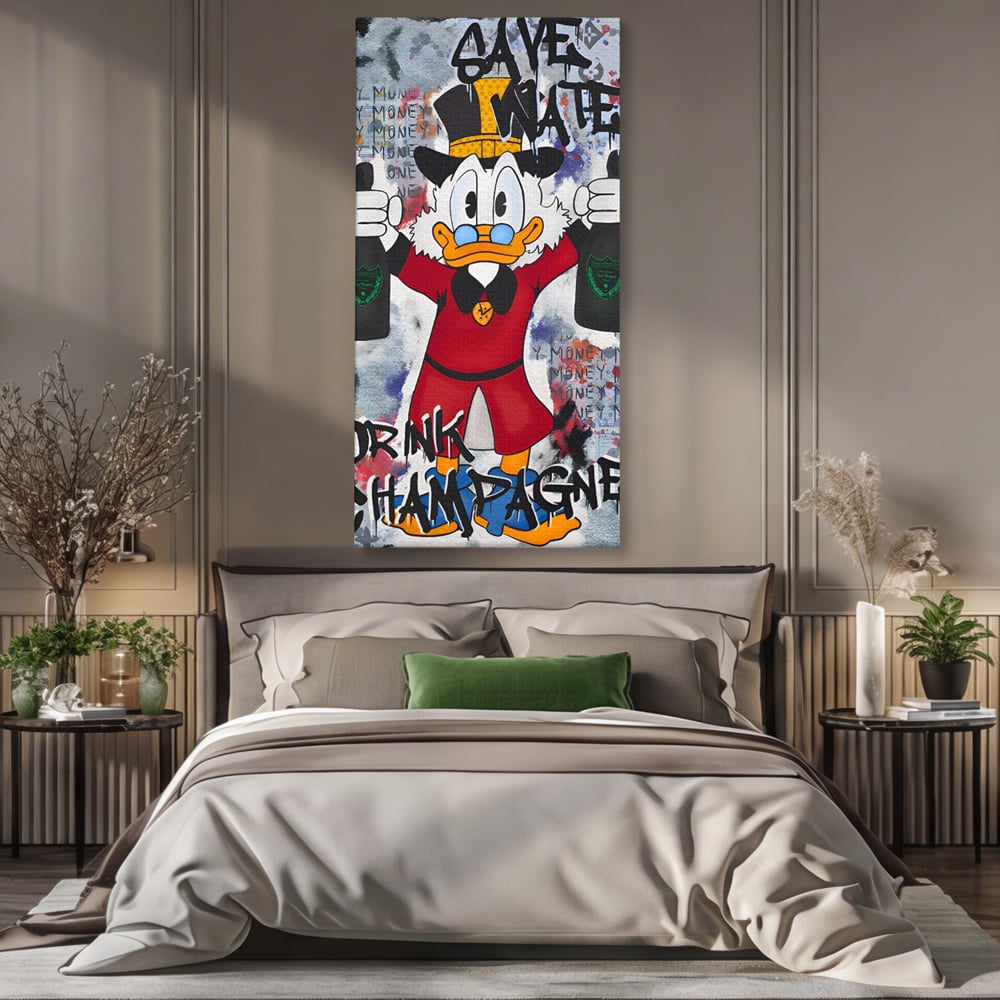 Tablou Canvas Premium, LuxCanva® C1140, Old Donald Ready To Party, Culori, Cartoon Character, Champagne, Good Life, Living Room, Bar, Relaxare, Culori Vibrante