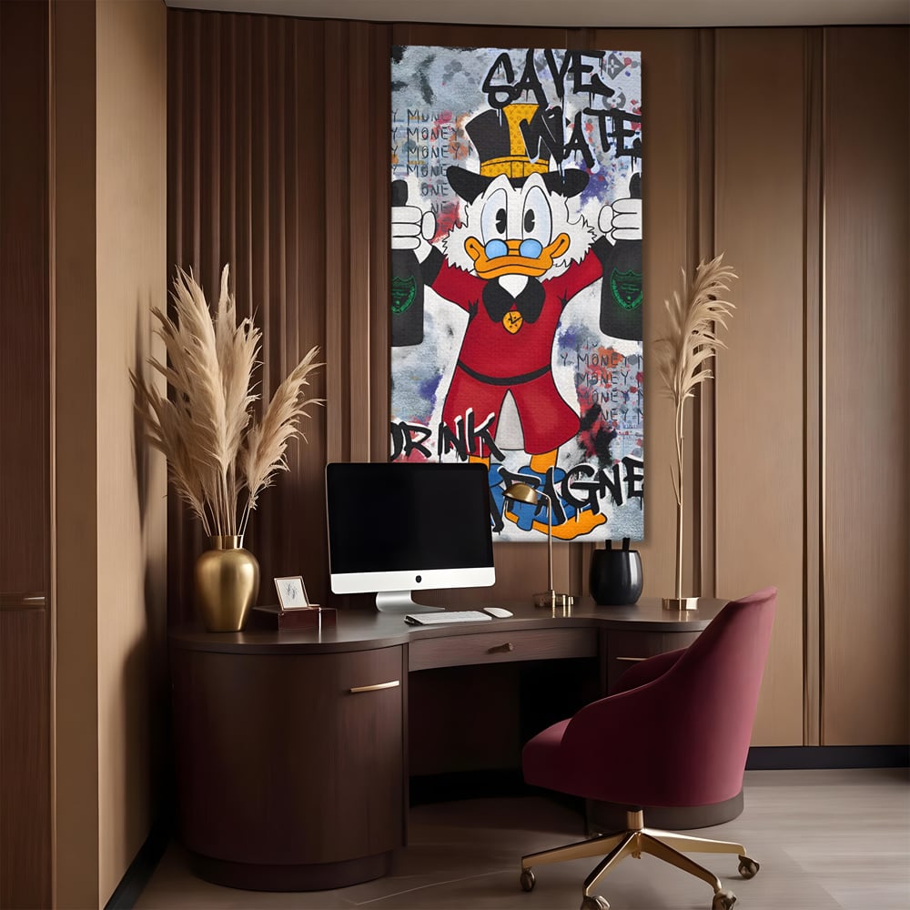 Tablou Canvas Premium, LuxCanva® C1140, Old Donald Ready To Party, Culori, Cartoon Character, Champagne, Good Life, Living Room, Bar, Relaxare, Culori Vibrante