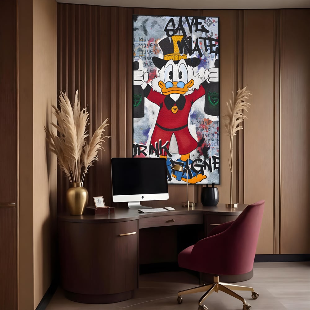 Tablou Canvas Premium, LuxCanva® C1140, Old Donald Ready To Party, Culori, Cartoon Character, Champagne, Good Life, Living Room, Bar, Relaxare, Culori Vibrante