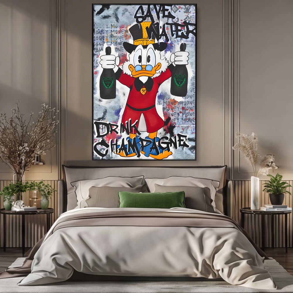 Tablou Canvas Premium, LuxCanva® C1140, Old Donald Ready To Party, Culori, Cartoon Character, Champagne, Good Life, Living Room, Bar, Relaxare, Culori Vibrante