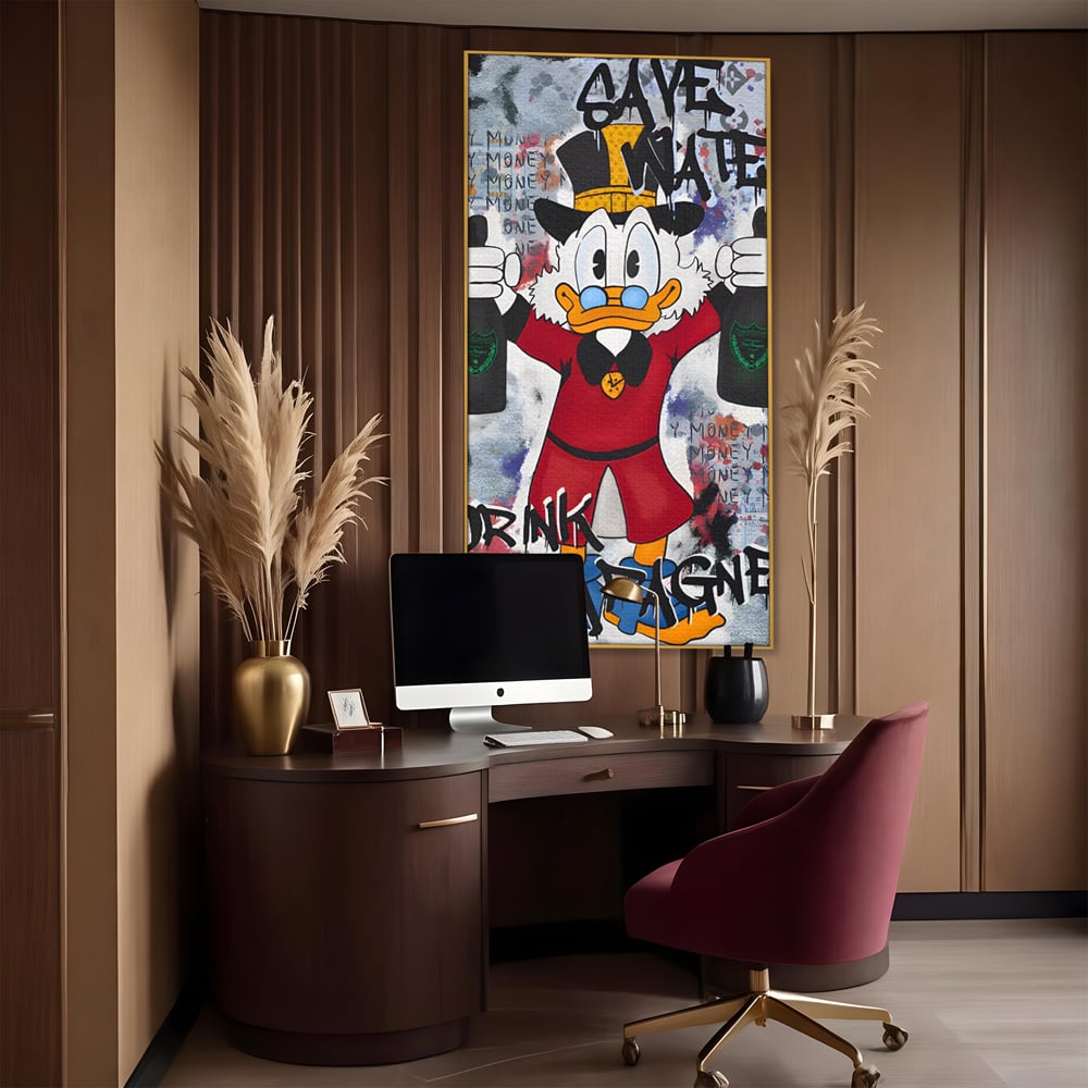 Tablou Canvas Premium, LuxCanva® C1140, Old Donald Ready To Party, Culori, Cartoon Character, Champagne, Good Life, Living Room, Bar, Relaxare, Culori Vibrante