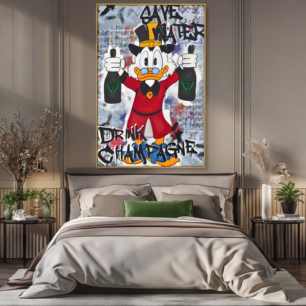 Tablou Canvas Premium, LuxCanva® C1140, Old Donald Ready To Party, Culori, Cartoon Character, Champagne, Good Life, Living Room, Bar, Relaxare, Culori Vibrante