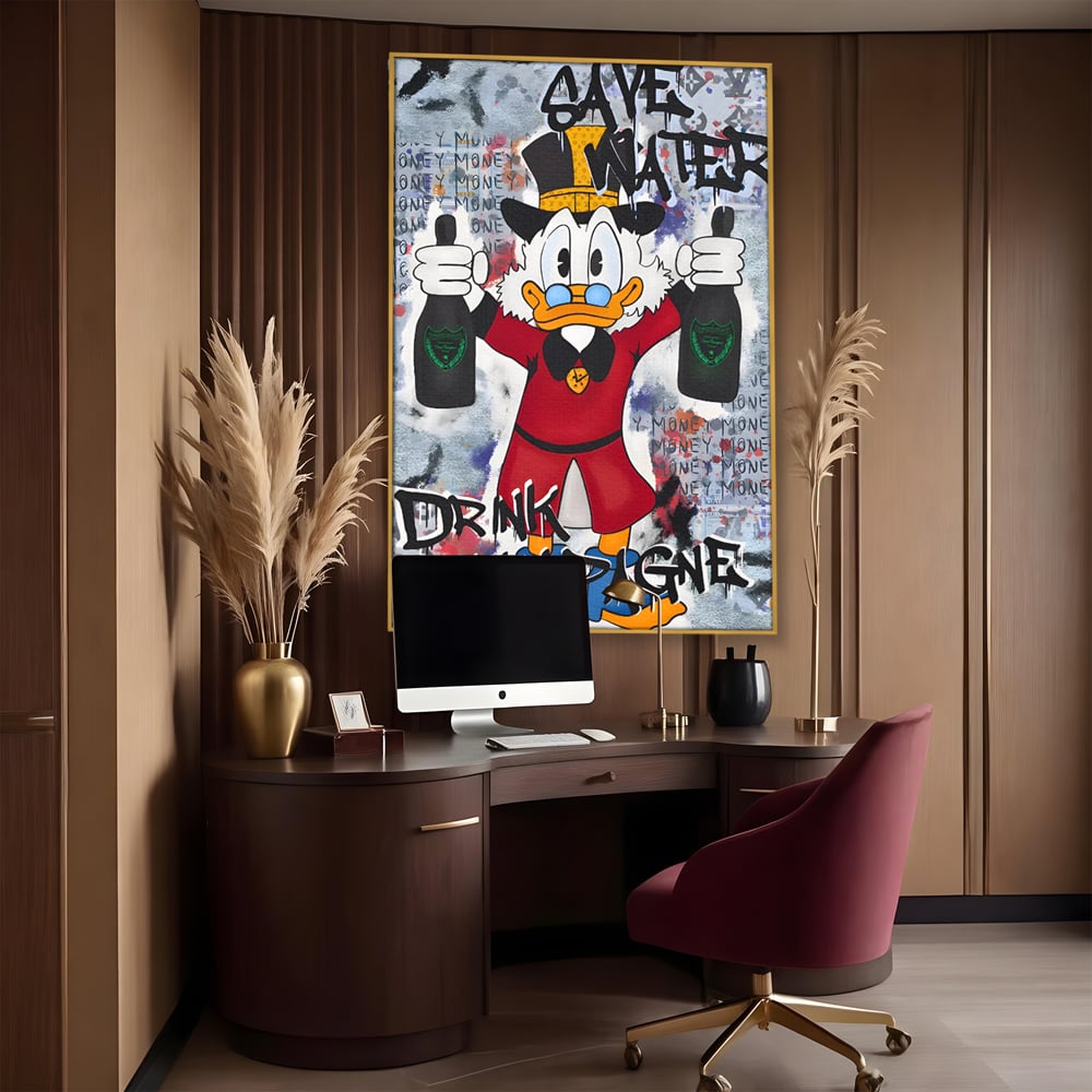 Tablou Canvas Premium, LuxCanva® C1140, Old Donald Ready To Party, Culori, Cartoon Character, Champagne, Good Life, Living Room, Bar, Relaxare, Culori Vibrante
