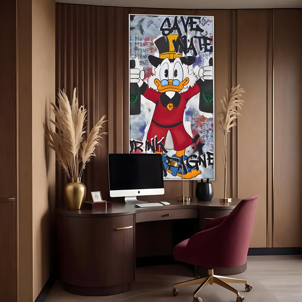 Tablou Canvas Premium, LuxCanva® C1140, Old Donald Ready To Party, Culori, Cartoon Character, Champagne, Good Life, Living Room, Bar, Relaxare, Culori Vibrante