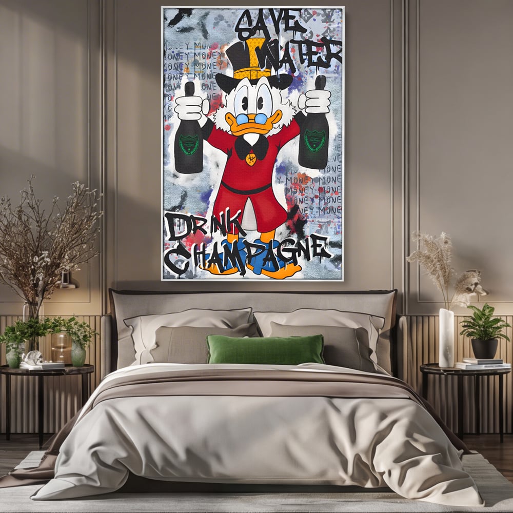 Tablou Canvas Premium, LuxCanva® C1140, Old Donald Ready To Party, Culori, Cartoon Character, Champagne, Good Life, Living Room, Bar, Relaxare, Culori Vibrante