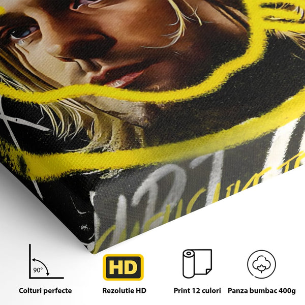 Tablou Canvas Premium LuxCanva® C1142, Kurt Kobain , Culori, Artist, Icon, Musician, Living Room, Bar, Relaxare, Culori Vibrante