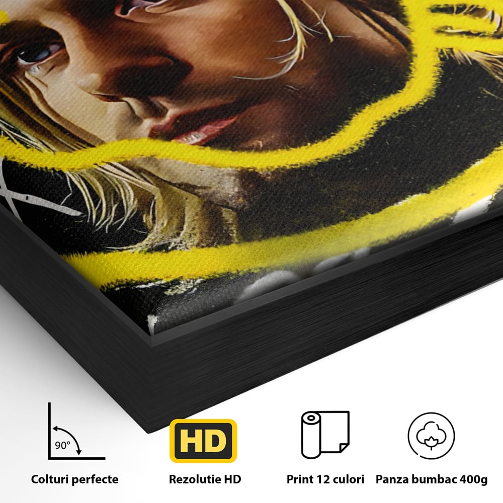 Tablou Canvas Premium LuxCanva® C1142, Kurt Kobain , Culori, Artist, Icon, Musician, Living Room, Bar, Relaxare, Culori Vibrante