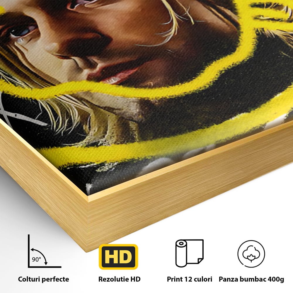 Tablou Canvas Premium LuxCanva® C1142, Kurt Kobain , Culori, Artist, Icon, Musician, Living Room, Bar, Relaxare, Culori Vibrante