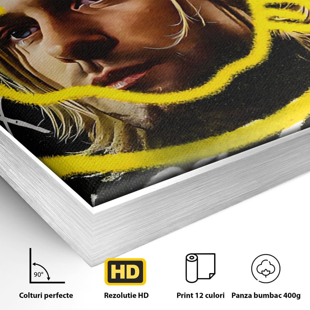 Tablou Canvas Premium LuxCanva® C1142, Kurt Kobain , Culori, Artist, Icon, Musician, Living Room, Bar, Relaxare, Culori Vibrante