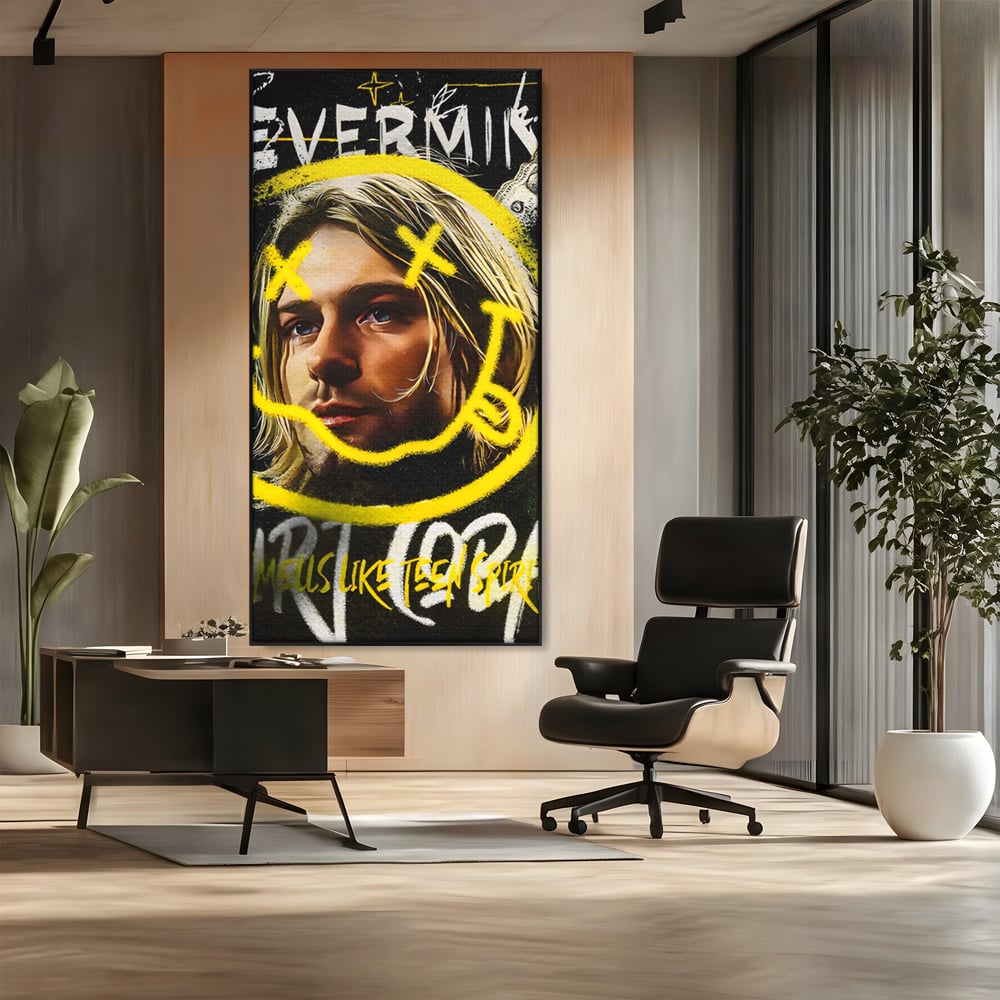 Tablou Canvas Premium LuxCanva® C1142, Kurt Kobain , Culori, Artist, Icon, Musician, Living Room, Bar, Relaxare, Culori Vibrante