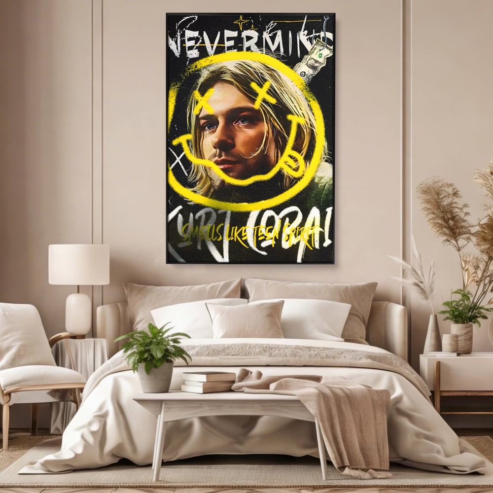 Tablou Canvas Premium LuxCanva® C1142, Kurt Kobain , Culori, Artist, Icon, Musician, Living Room, Bar, Relaxare, Culori Vibrante