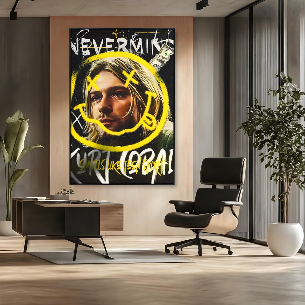 Tablou Canvas Premium LuxCanva® C1142, Kurt Kobain , Culori, Artist, Icon, Musician, Living Room, Bar, Relaxare, Culori Vibrante