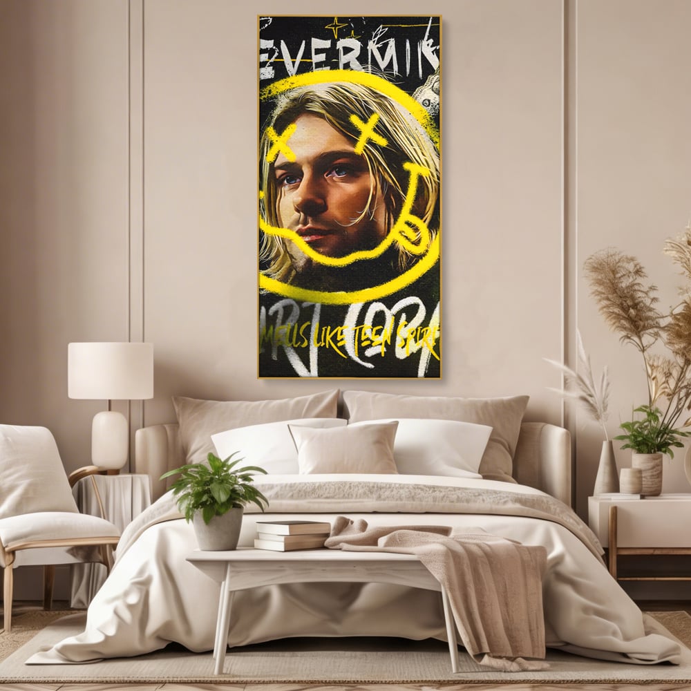Tablou Canvas Premium LuxCanva® C1142, Kurt Kobain , Culori, Artist, Icon, Musician, Living Room, Bar, Relaxare, Culori Vibrante